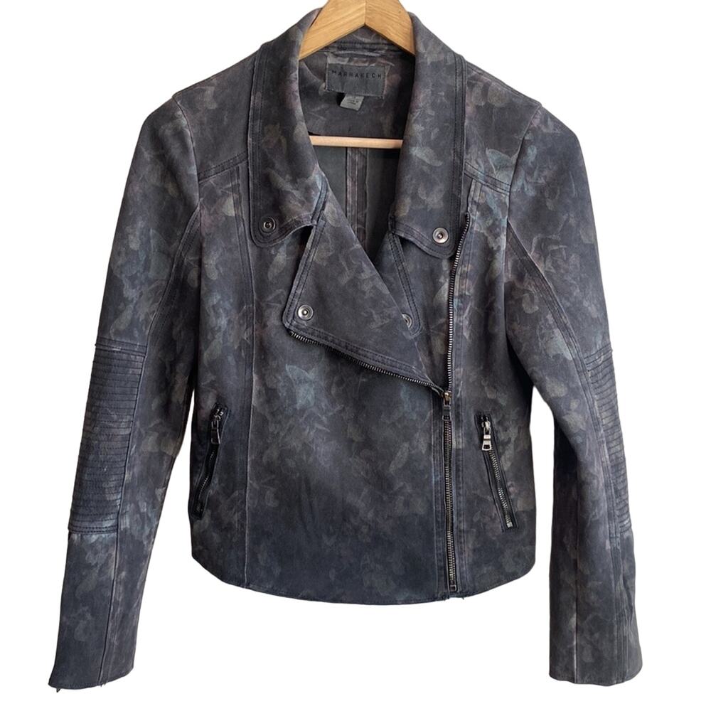 Marrakech Marni Scuba Moto Jacket Grey Antique Floral S